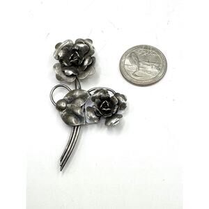 VTG Estate Sterling Silver Flower Floral Brooch Pin 8.6gram Marked Classic